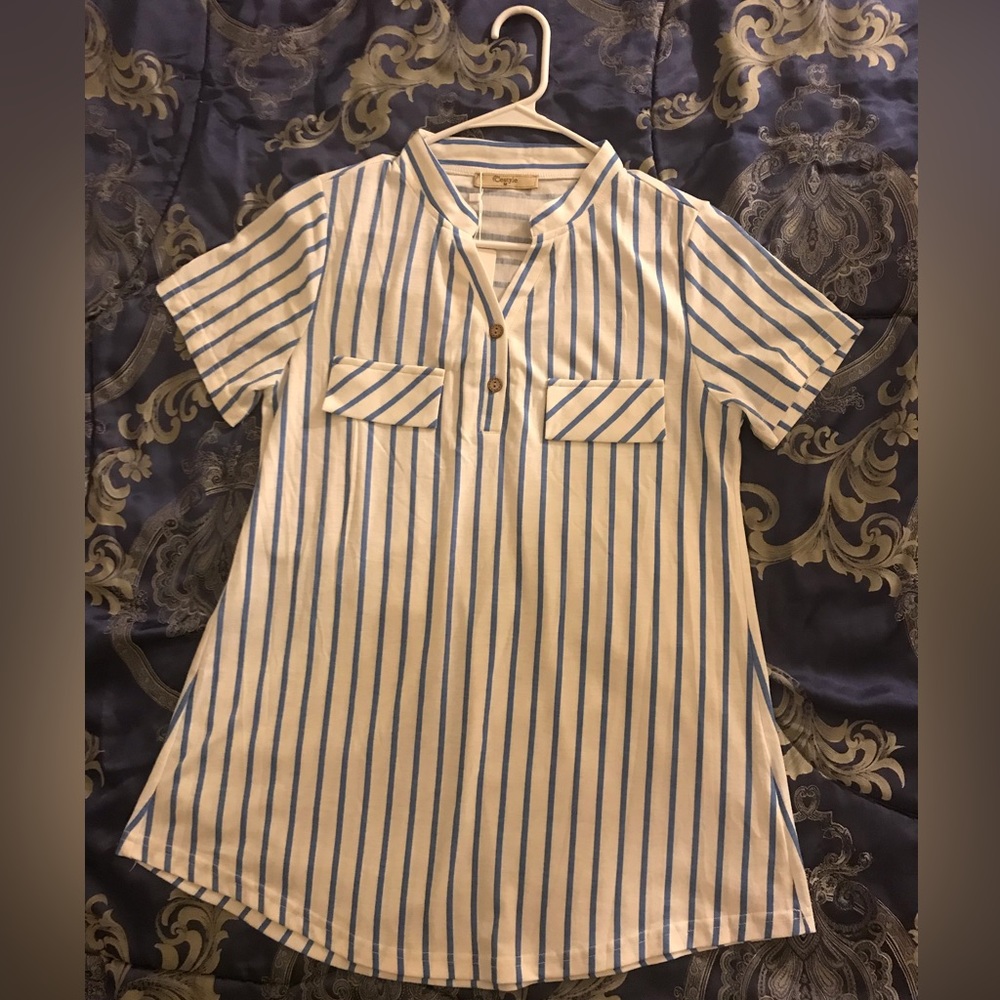 Cestyle Womens V-Neck Stripe Top
